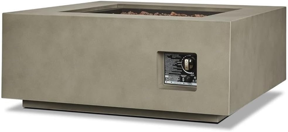 Bowery Hill Traditional Square Propane Fire Table with Conversion Kit in Gray