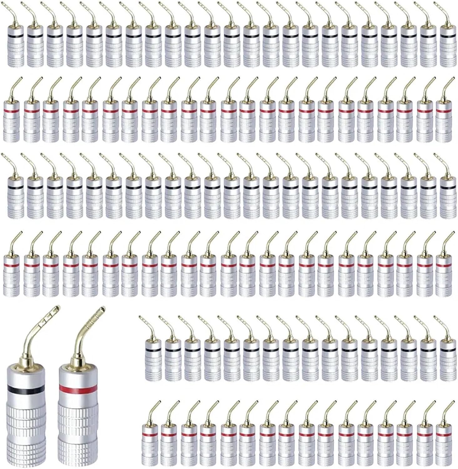 50Pcs/Lot 4MM Banana Male Audio Speaker Jack Amplifier Banana Terminal Connectors Banana Plugs(50 Pieces)