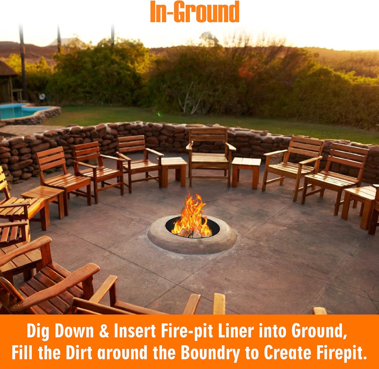 FEBTECH - Fire Rings for Outside Wood Burning Fire Pits - 36