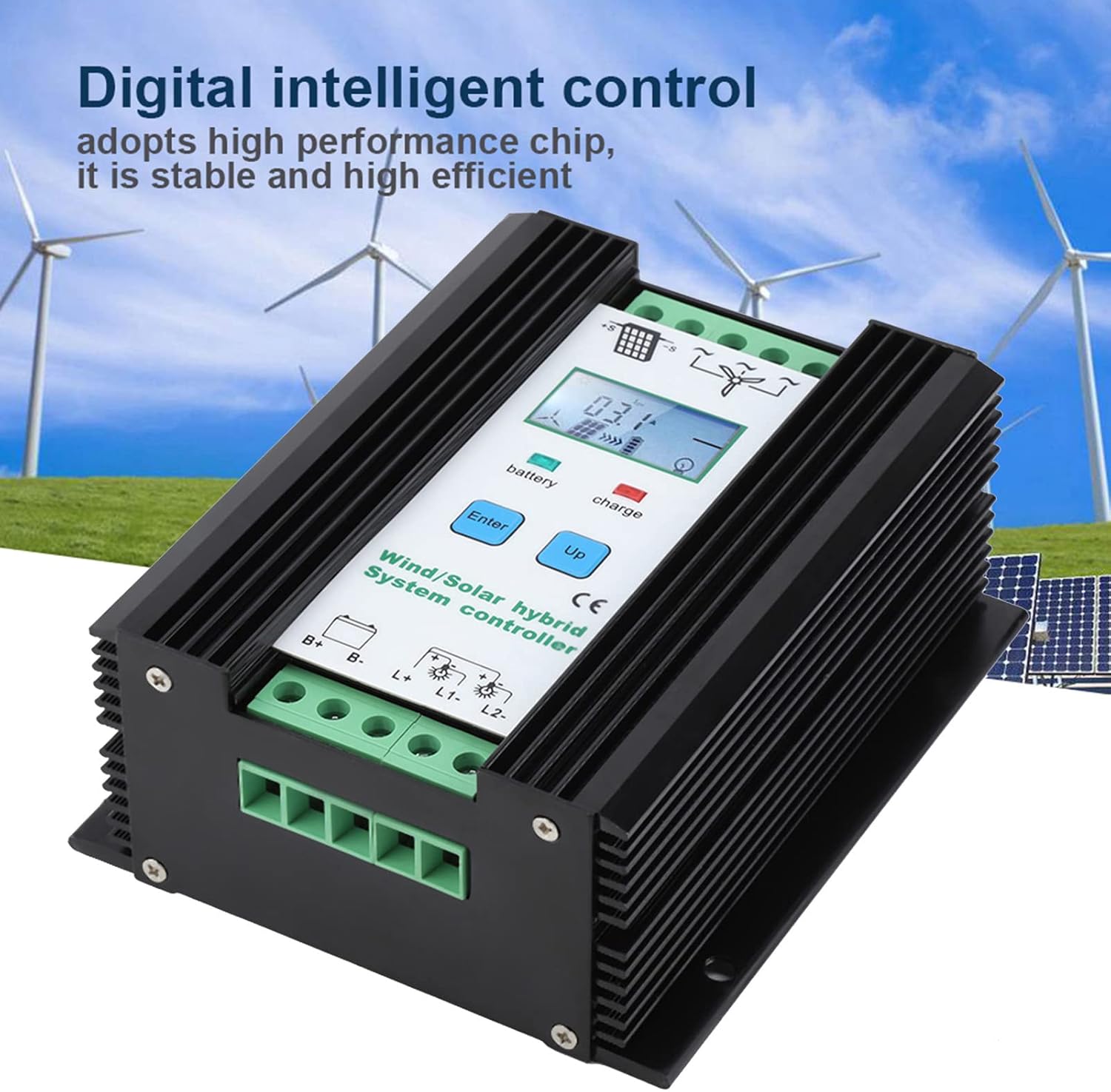 Wind and Solar Energy Hybrid Controller, Digital Intelligent Boost Charging Regulator, 50A 12V 24V - High Efficiency Digital Control, Built - in Protection Features, Ideal for