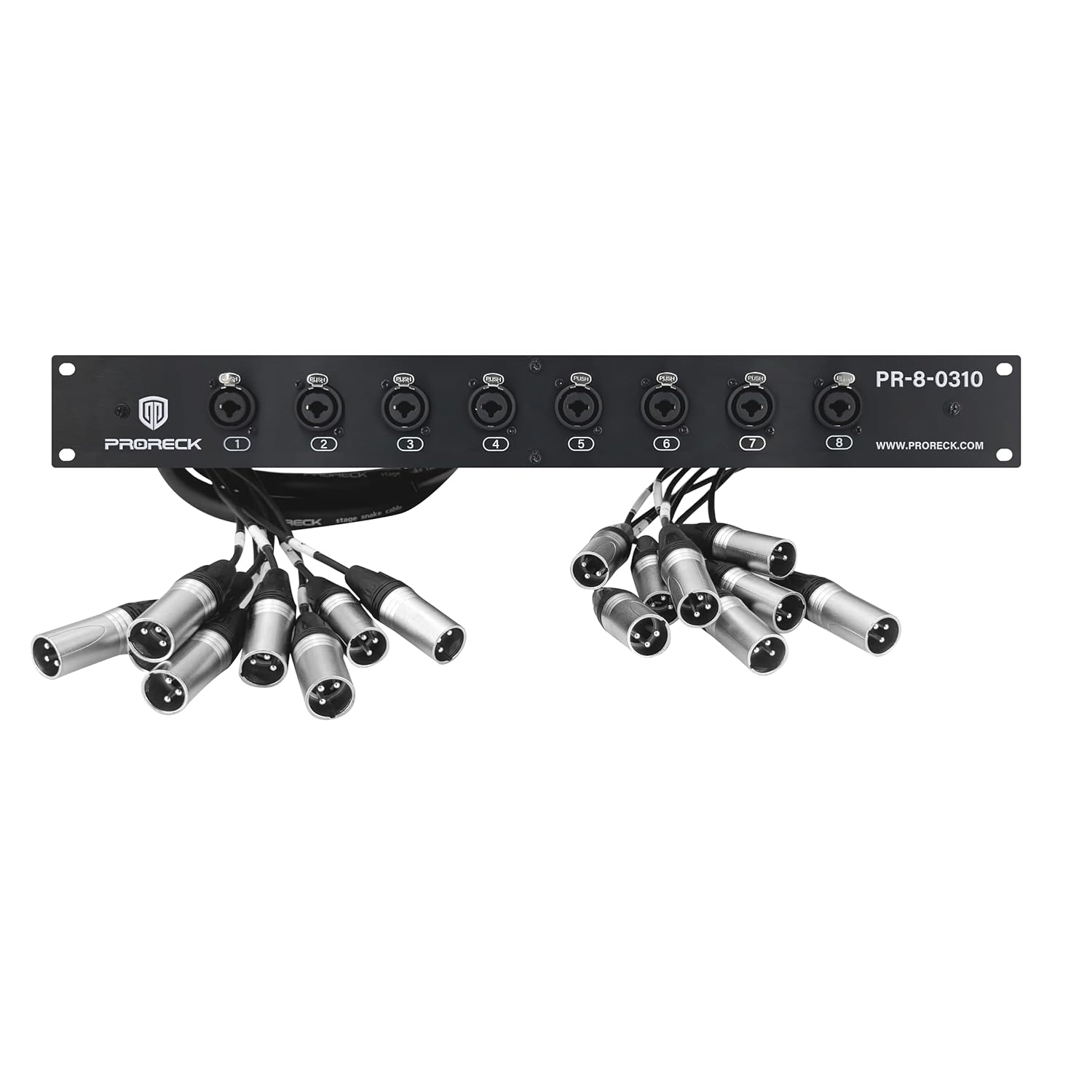 PRORECK Rack Mount TRS XLR Combo Splitter Snake Cable, Suitable for Live, Recording, Stage, Studio (3 Foot x 10 Foot - 8 Channel) PR-8-0310, 1U