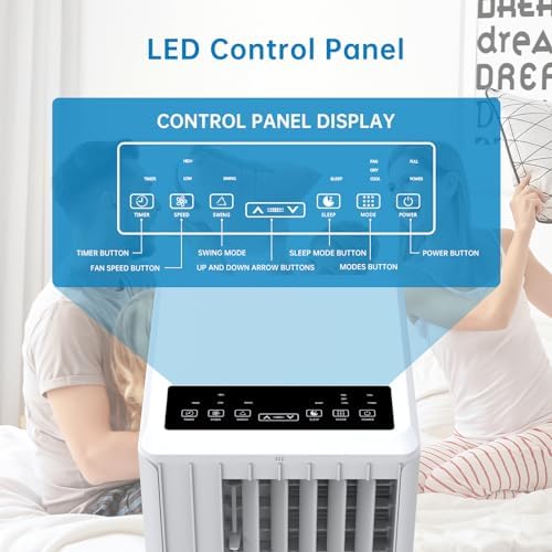 8,000 BTU Portable Air Conditioner, 3 in-1 Stand-Up AC Unit with Remote Control, Cools Rooms up to 350 Sq. Ft., Built-in Dehumidifier & Fan Modes, Window Installation Kit, White