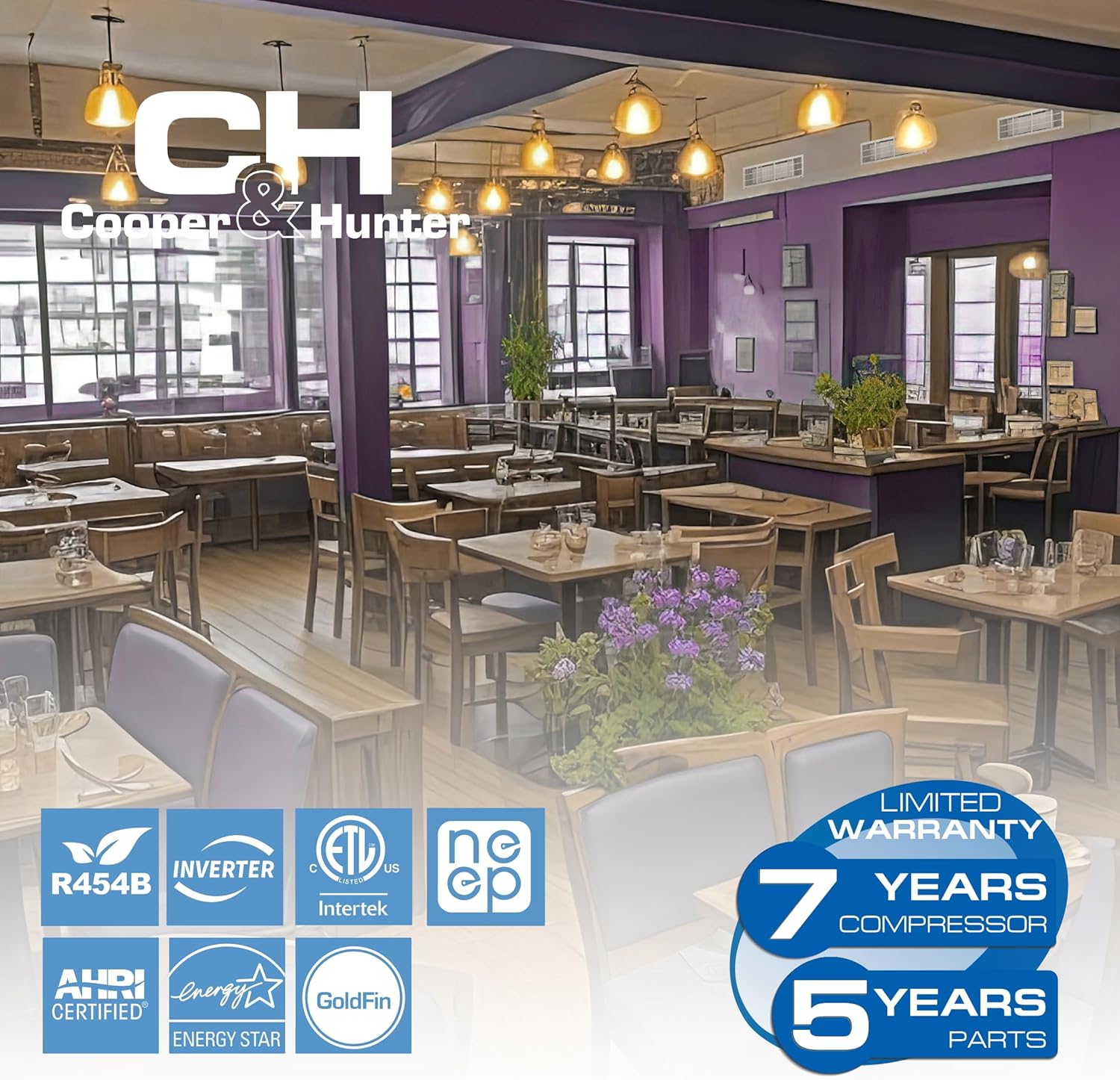 Cooper & Hunter 12,000 BTU 230V Hyper Heat Concealed Slim Ducted Mini Split AC/Heater – 20 SEER2 Inverter System – Heats Down to -22F – Includes 25FT Installation Kit - Cooling & Heating