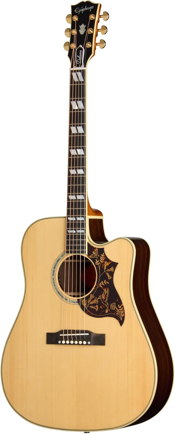Epiphone Inspired by Gibsom Custom Shop Hummingbird Deluxe EC, Natural with Gigbag