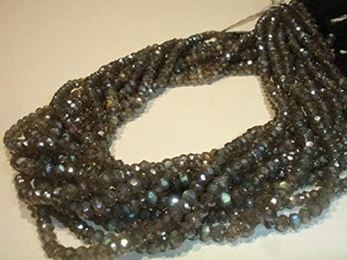 1 full 14inches strand. full strand - super fire - labradorite- micro faceted roundels - 3-4mm