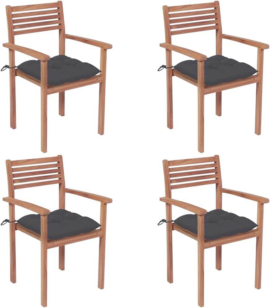 Patio Chairs 4 pcs with Anthracite Cushions Solid Teak Wood,Classic Teak Patio Chairs with Cushions for Comfort and Durability Outdoor Furniture, Outdoor Chairs