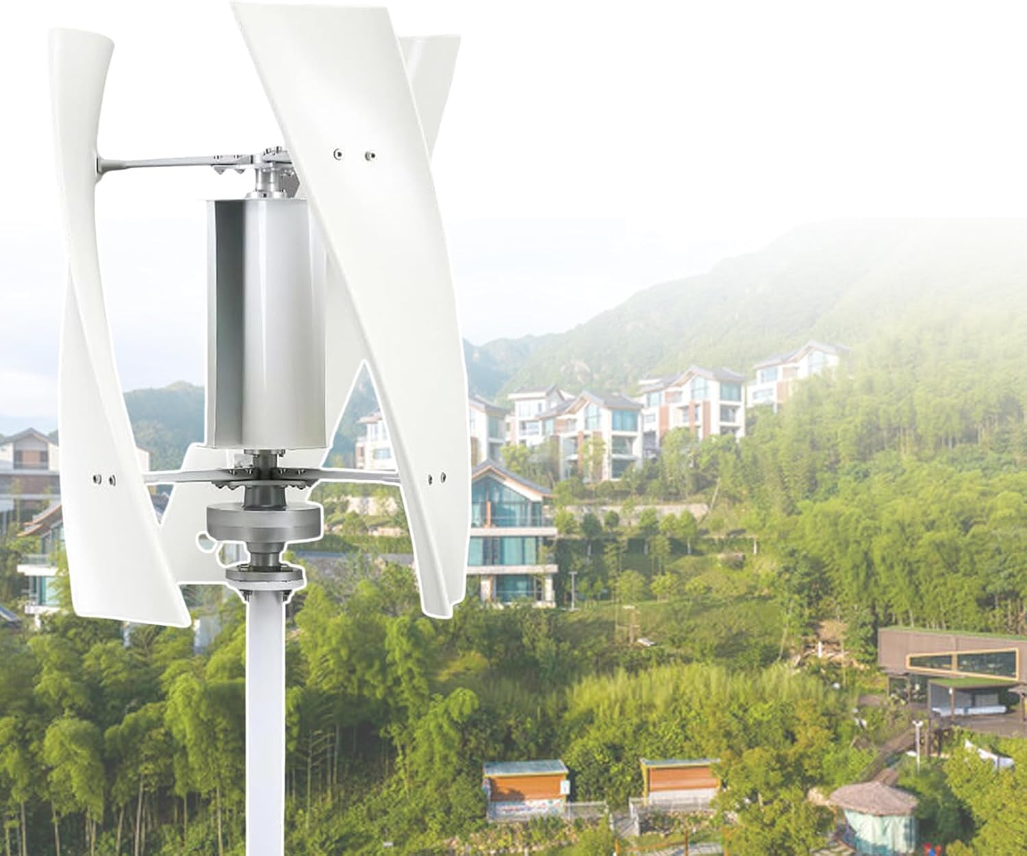 6000W Vertical Wind Turbine Generator with Charge Controller for Home & Boat - 24V Eco-Friendly Renewable Energy System, High Efficiency Wind Power Solution