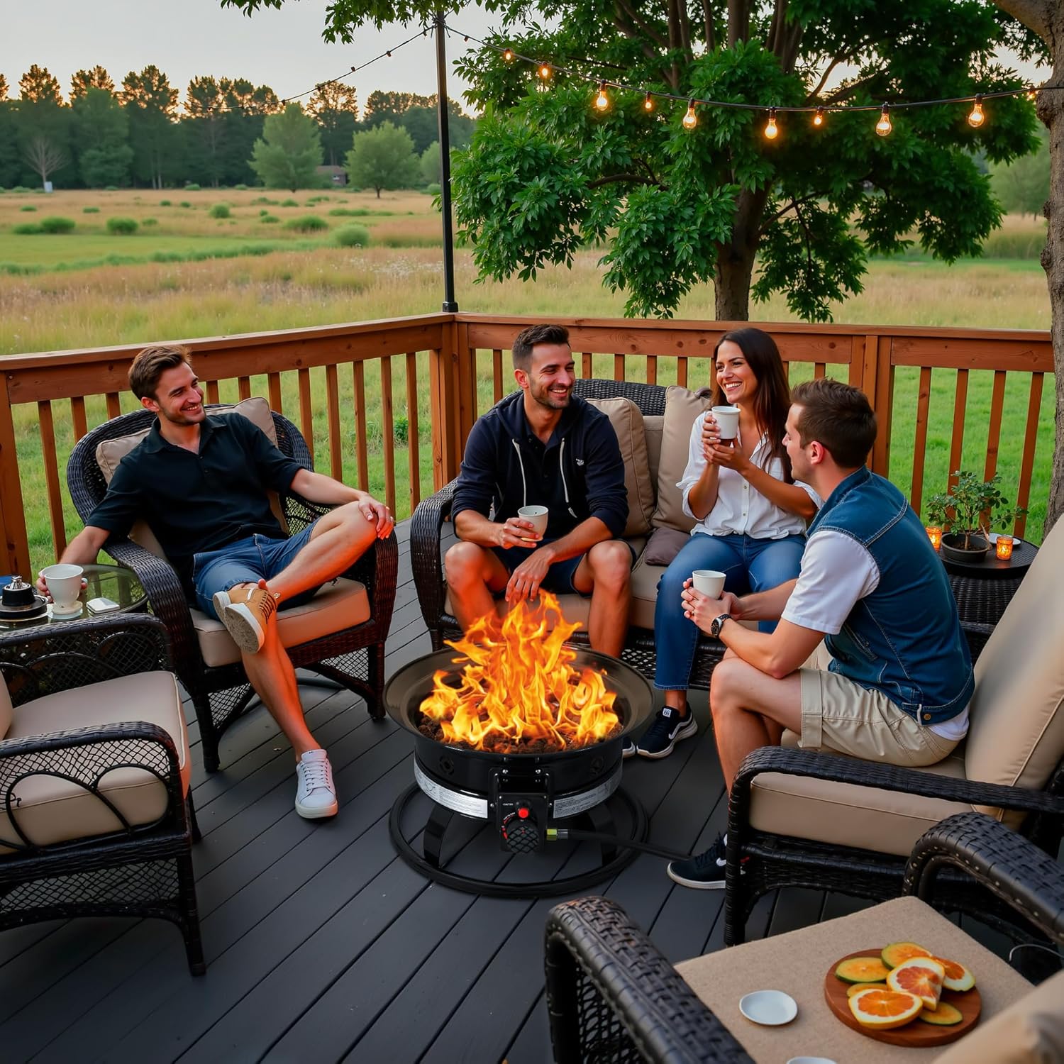 GUNJI Propane Fire Pit Smokeless 58000 BTU, 19-Inch Outdoor Portable Fire Table with Auto-Ignition for Patio Camping Deck Backyard, Includes Lid & Carry Kit