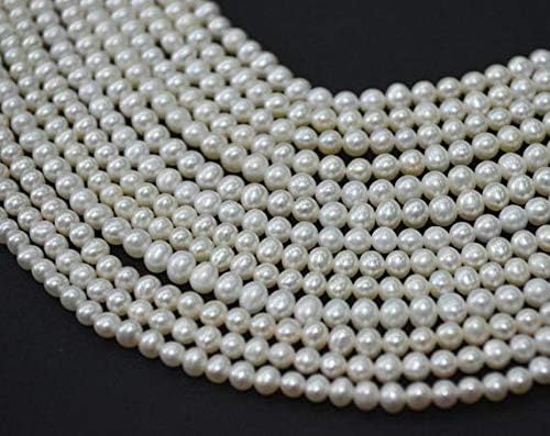 13 inch natural beads strand of 4-4.5mm smooth rondelle fresh water pearl gemstone beads for DIY jewelry - necklace, bracelet, earring, ring.