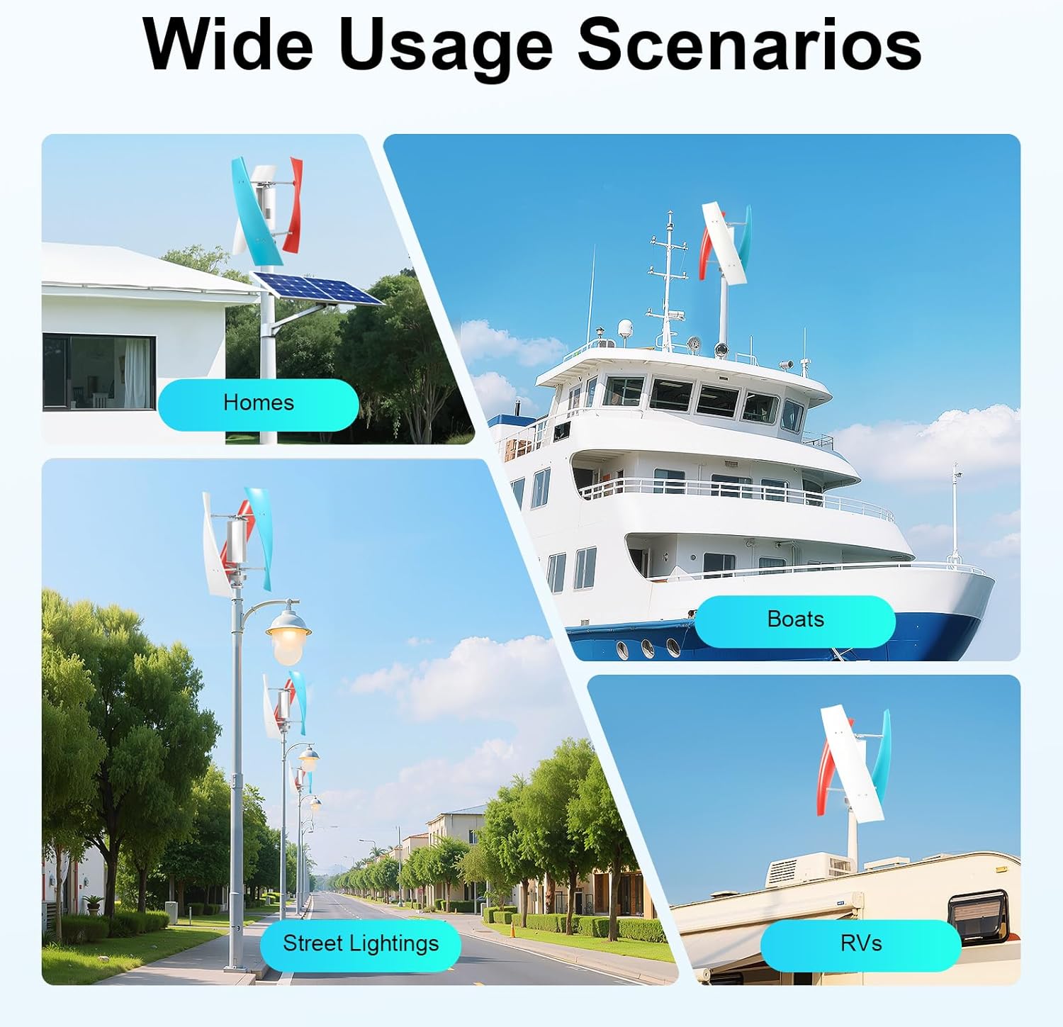 Bepritm 400W Wind Turbine Generator Kit, 3 Blades Wind Power Generator 12V Vertical Axis Wind Turbine Generator Kit with Controller, Ultra-Quiet Design for Home, Boats, Street Lighting