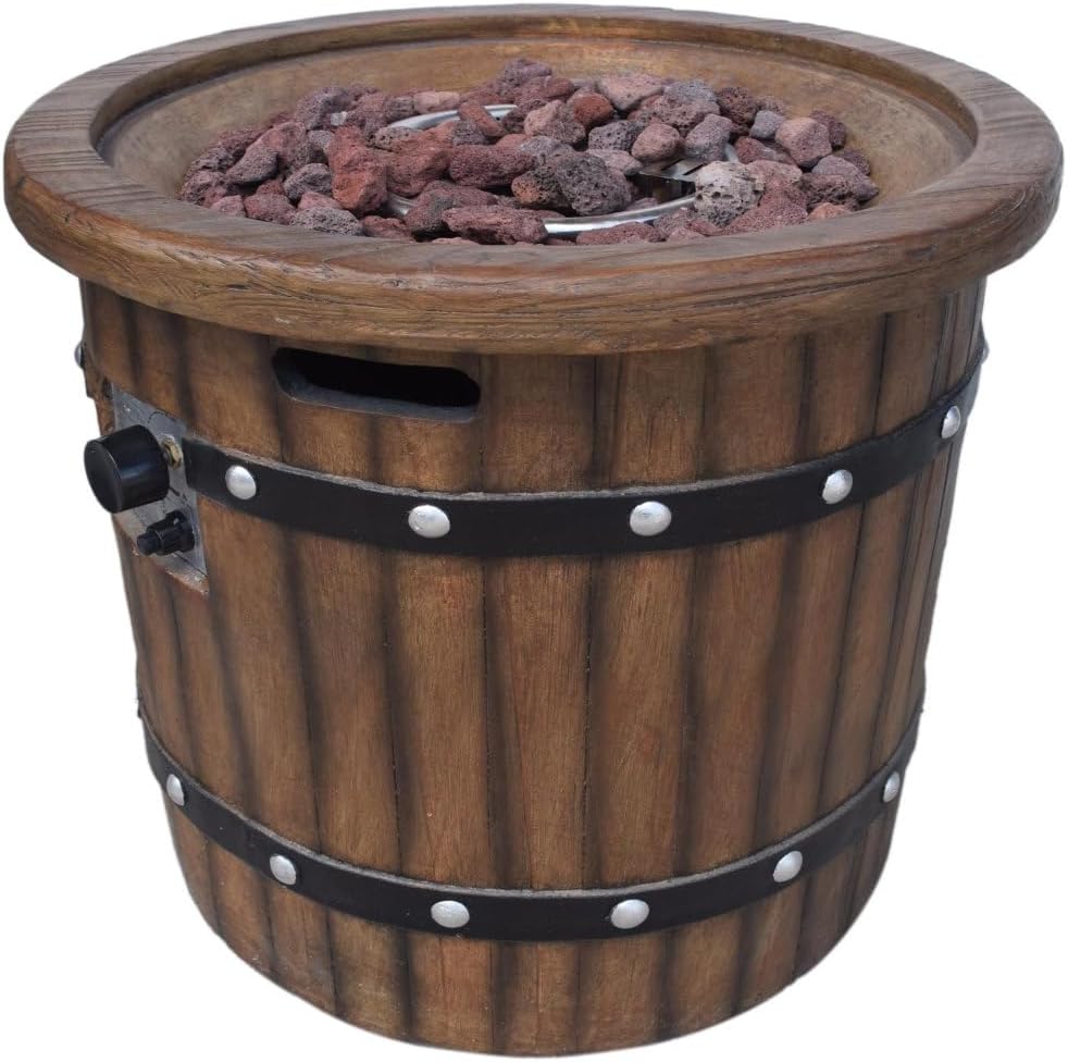 25-inch Round Dark Brown Fire Pit, 40,000 BTU Outdoor Propane Fire Bowl with Lightweight Concrete Design for Patio Garden Backyard