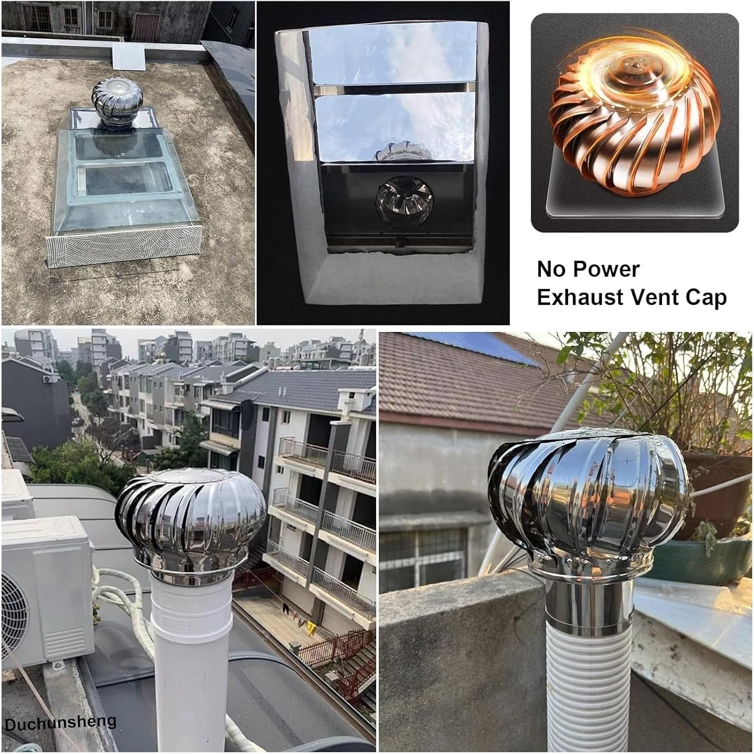 High-Speed Roof Wind Turbine Vent, Durable Rustproof Air Outlet with Internally Braced Bearings, Easy Installation for Chimney & Farm Use (160mm Size)