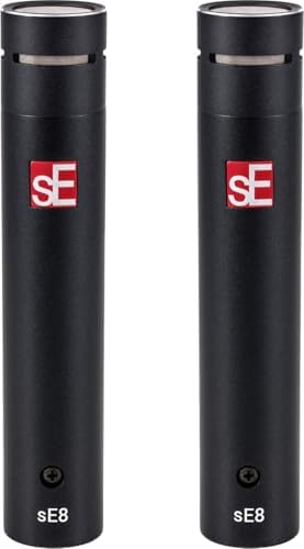 SE ELECTRONICS sE8 XLR Small Diaphragm Condenser Microphones - Matched Pair with Mounting Bar & Case - Handcrafted Professional Instrument Microphone for Drums & Guitar in Studio or on Stage