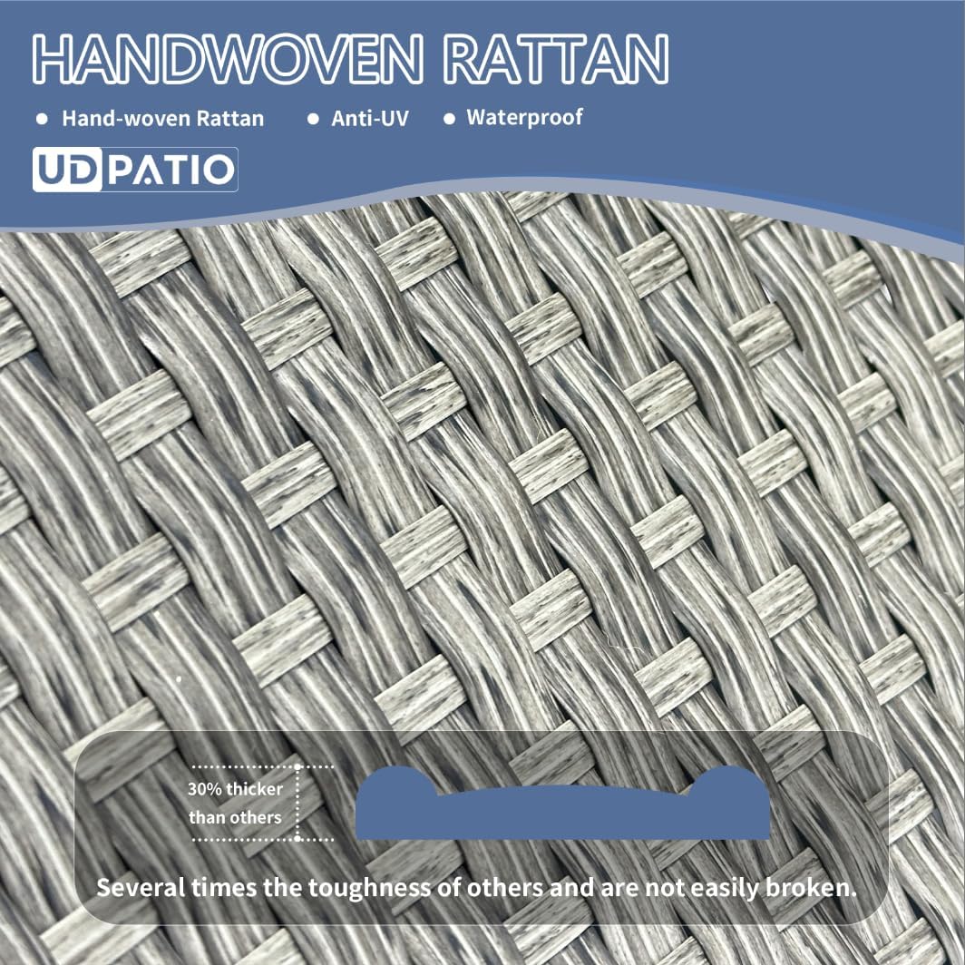 UDPATIO Patio Furniture Set with Fire Pit Table,Fully Assembled Outdoor Sectional Sofa,Half-Moon Curved Modular 11 Pieces Heavy Duty Wicker Furniture Set with Coffee Table,Cover for Porch,Grey