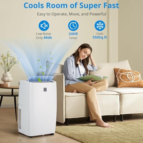12000 Btu Portable Air Conditioner, Remote Control AC for Room Up to 450 Sq. Ft, 3 in 1 AC Unit, Dehumidifier & Fan with Digital Display, Smart Sleep Mode