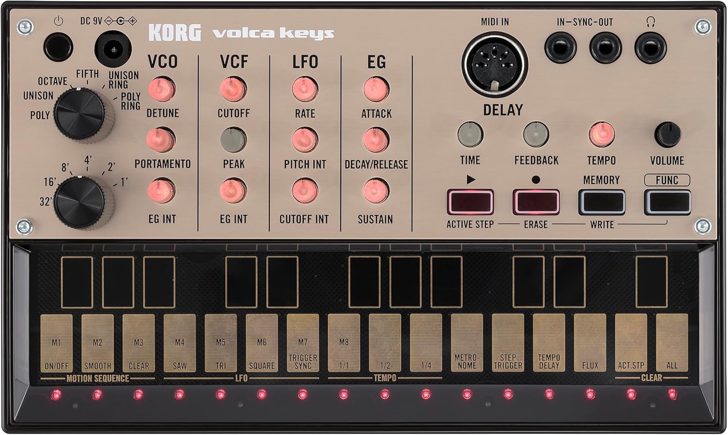 Korg Volca Keys Analogue Loop Synthesizer Polyphonic w/Simple-three Voice Analog and Self Tuning