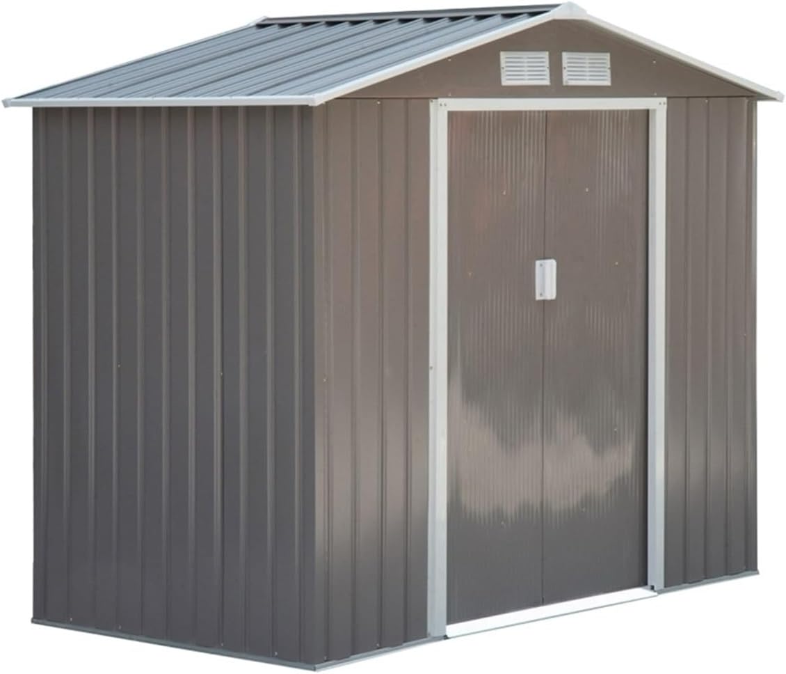 Garden Sheds Outdoor Storage Shed Metal Garden Tool Storage Shed with Sloped Roof for Outdoor Garden Backyard, Grey