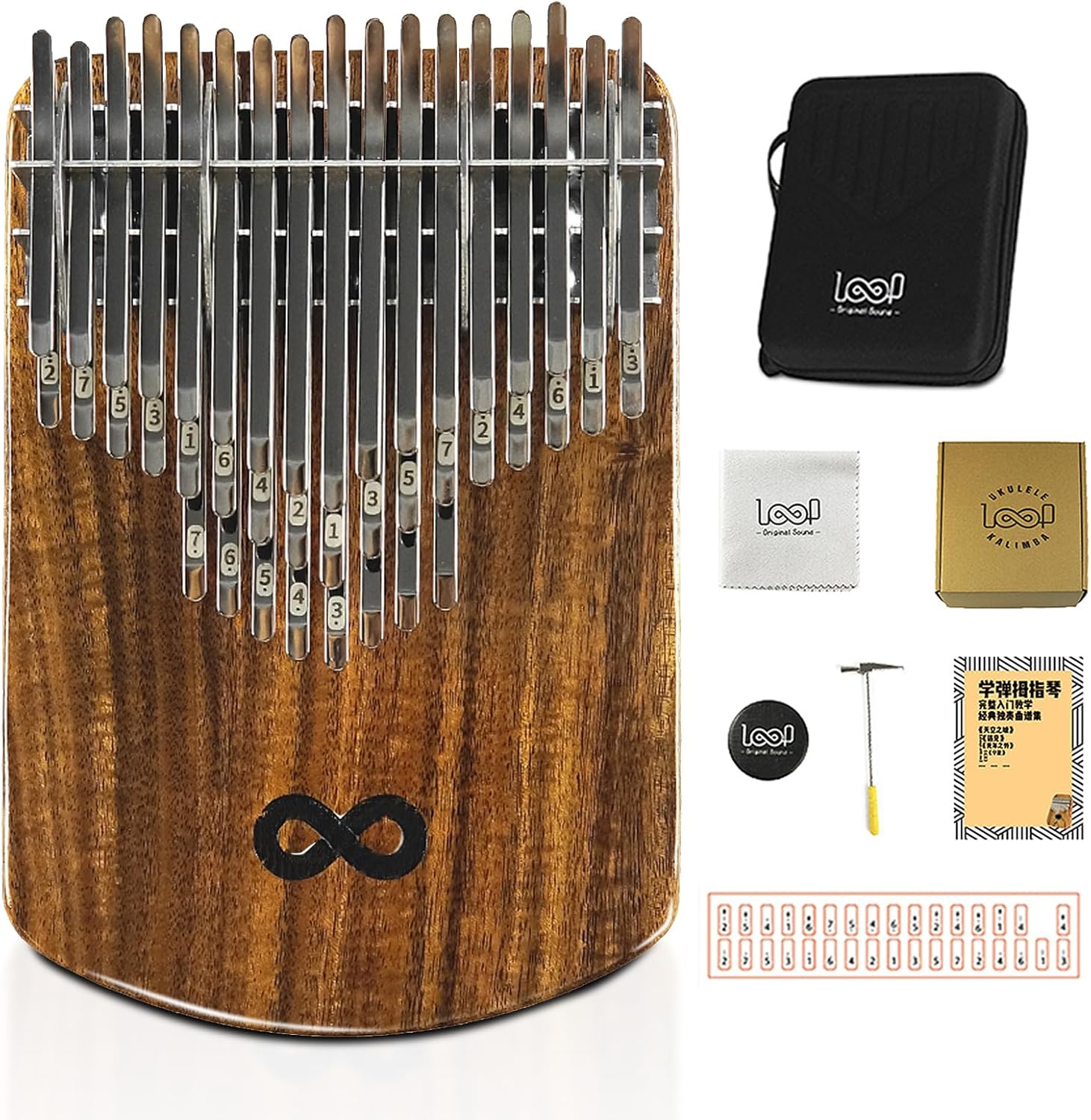 Kalimba Thumb Piano 42 Keys - Portable Finger Piano with Tuning Hammer, Instruction Book & Bag, Ideal Gift for Beginners & Professionals, Solid Acacia Wood