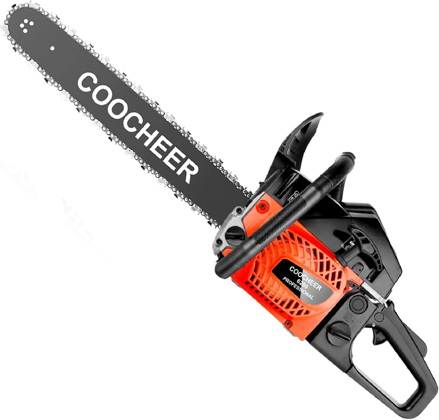 COOCHEER 62cc Gas Powered Chainsaw, Full Crank 2 Cycle Gas Powered Chainsaw with 20-Inch Bar | Automatic Oiler | Tool Kit (Black & Red)