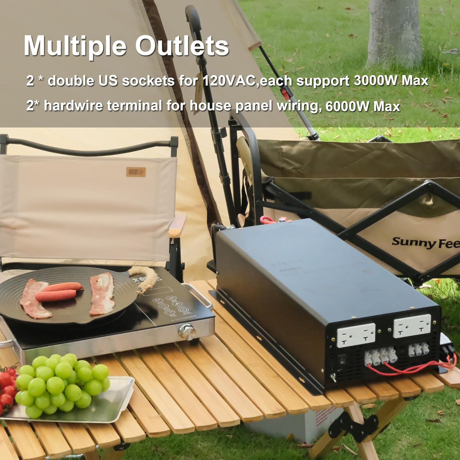 WZRELB 6000W 36V Pure Sine Wave Inverter,36 Volt DC to AC 120V 240V Split Phase Power Inverter,12KW Surge,4 AC Outlets,2*AC Hardwire Terminal,16.6ft LCD Remote Panel