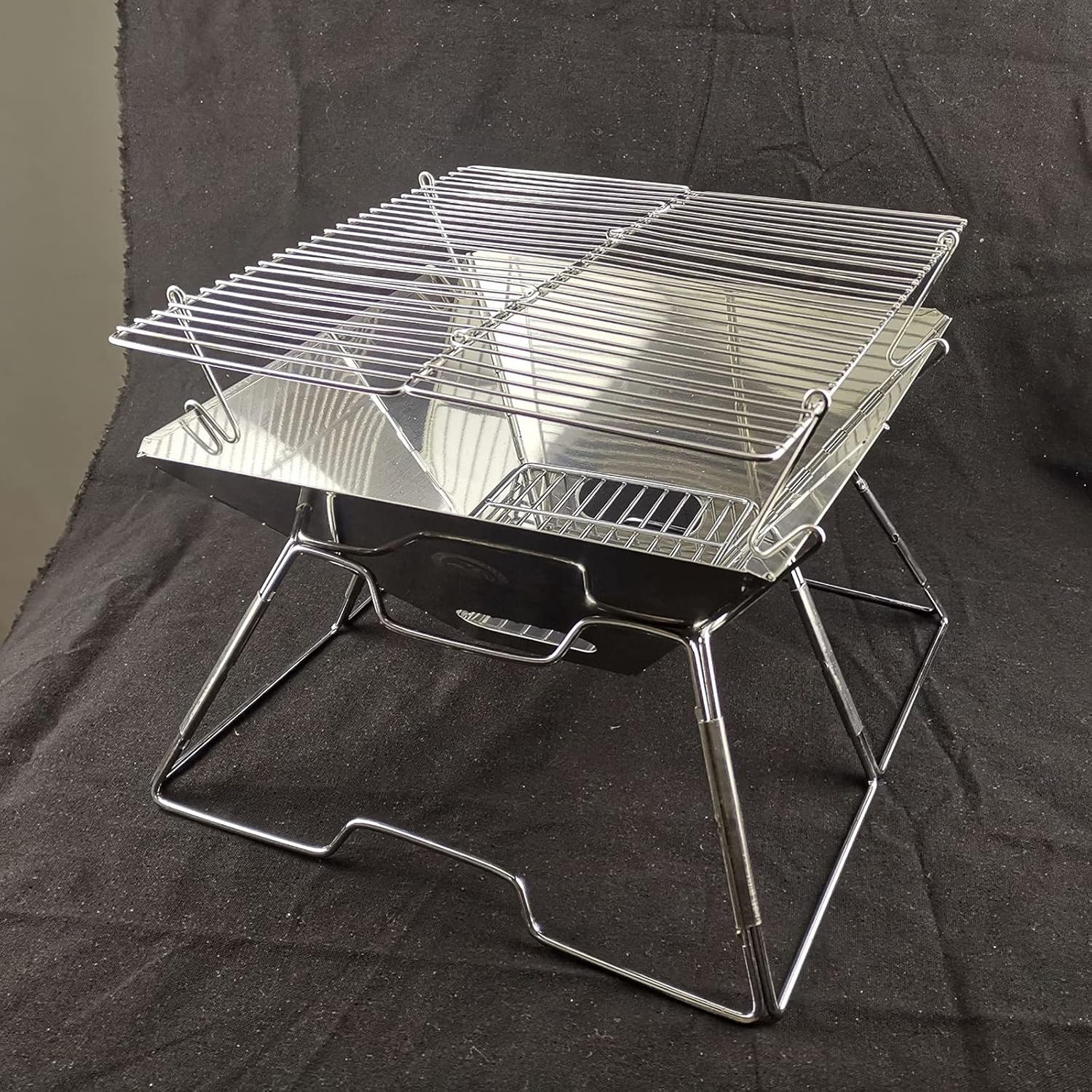 Collapsible Stainless Steel Campfire Grill Portable Camping Outdoor Fire Pit Heavy Duty Portable Camping Grill with Carrying Bag