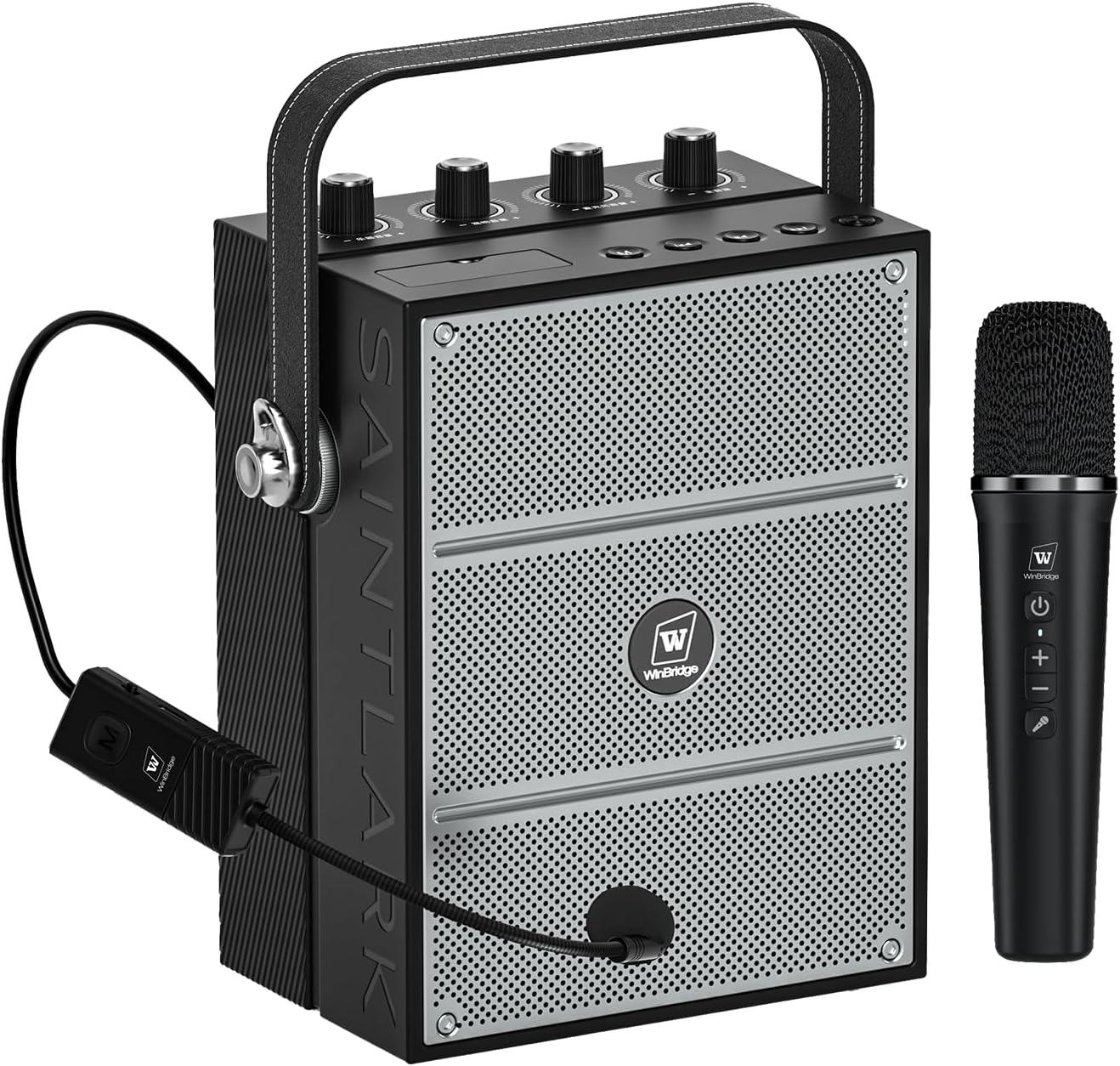 WinBridge S97 60W Bluetooth Speaker Mic– Powerful Wireless Voice Amplifier with Dual Microphones, Portable PA System & Karaoke Machine for Teachers, Sound Effects, Guitar Input, High Bass