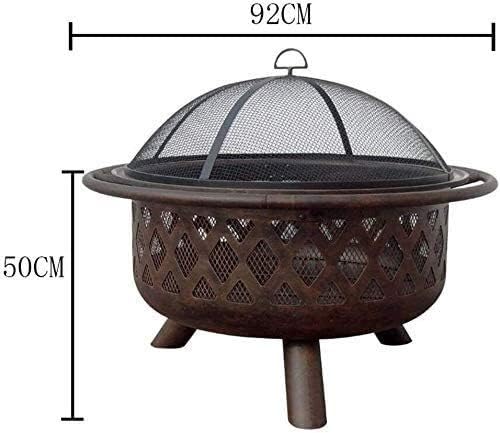 Fire Pits Outdoor Wood Burning Fire Large Bonfire Wood Burning Patio Coal Grill Firepit for Outside Grill Charcoal Smokeless Grill with Spark Screen Poker with Cover BBQ Cooking for Outside Camping Ba