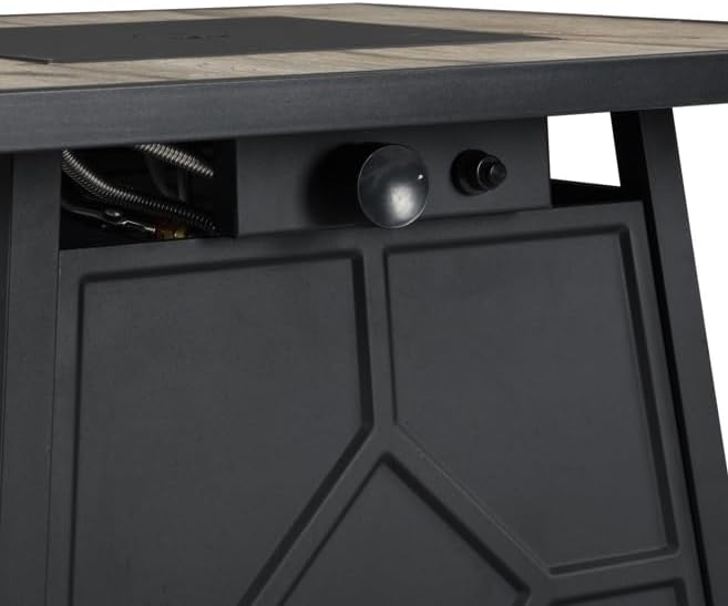 Fire Pit Table, 28-inch Square 40,000 BTU Auto-Ignition Propane Firepit with Waterproof Cover (Gray)