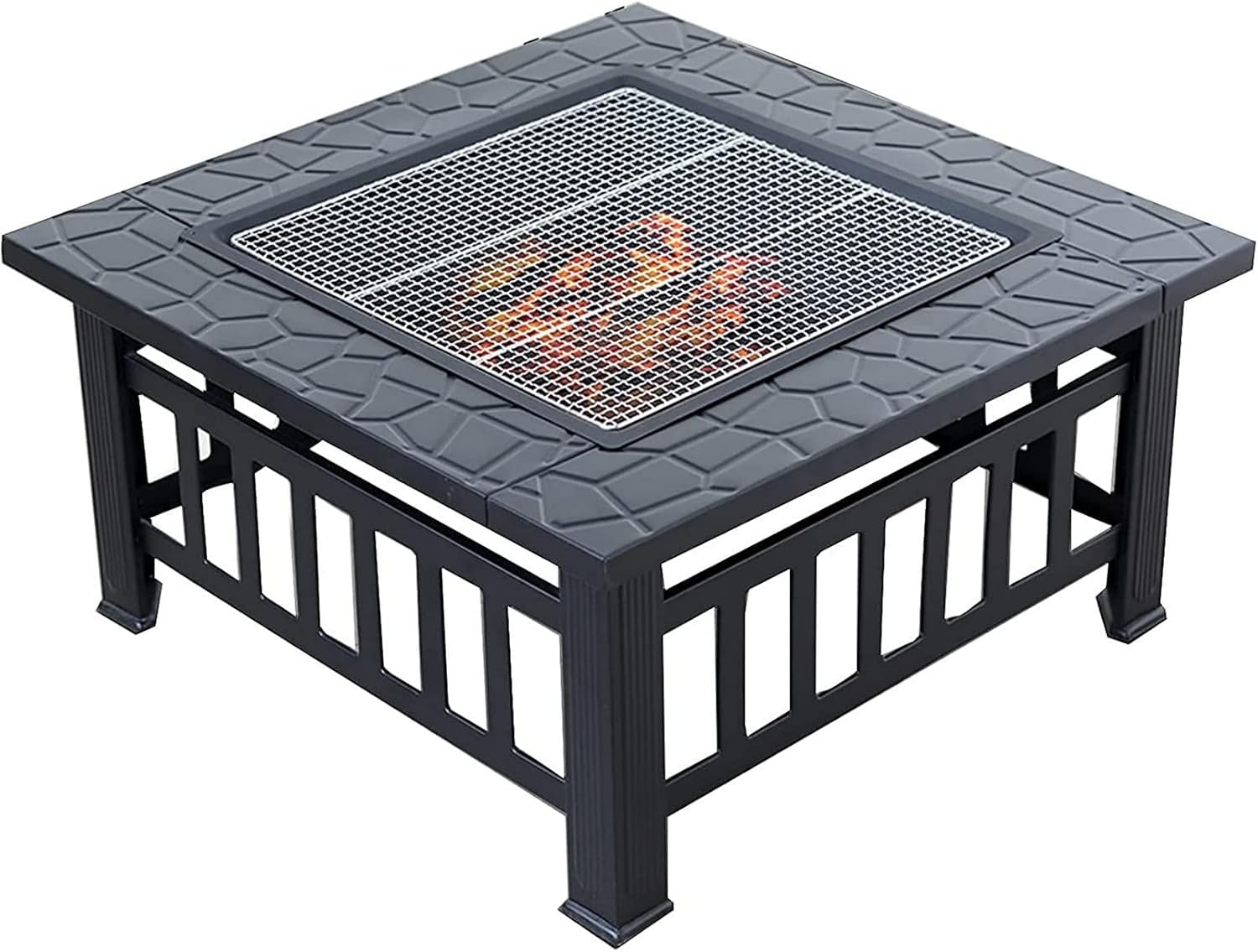 Garden Fire Pit Grill Bowl Grill Barbecue Rack Fire Pit Outdoor Wood Burning fire Pit, fire Pit with Dome Screen and Poker, Terrace Barbecue Cooking fire Pit