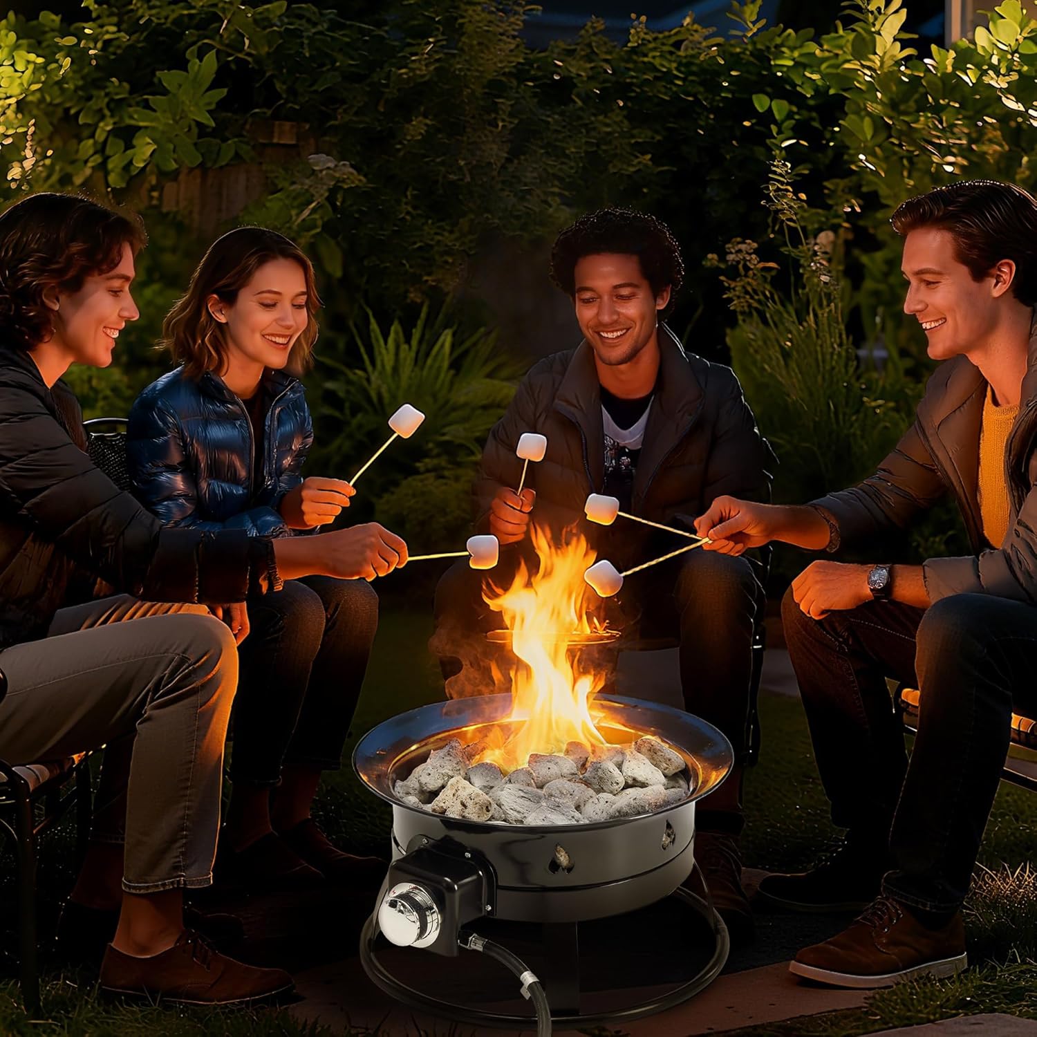 OLIXIS Portable Propane Fire Pit, 19 Inch Smokeless Gas Firebow with Cover and Carry Kit, 58,000 BTU Outdoor Fire Pit for Outside Patio Backyard Camping RV Tailgating