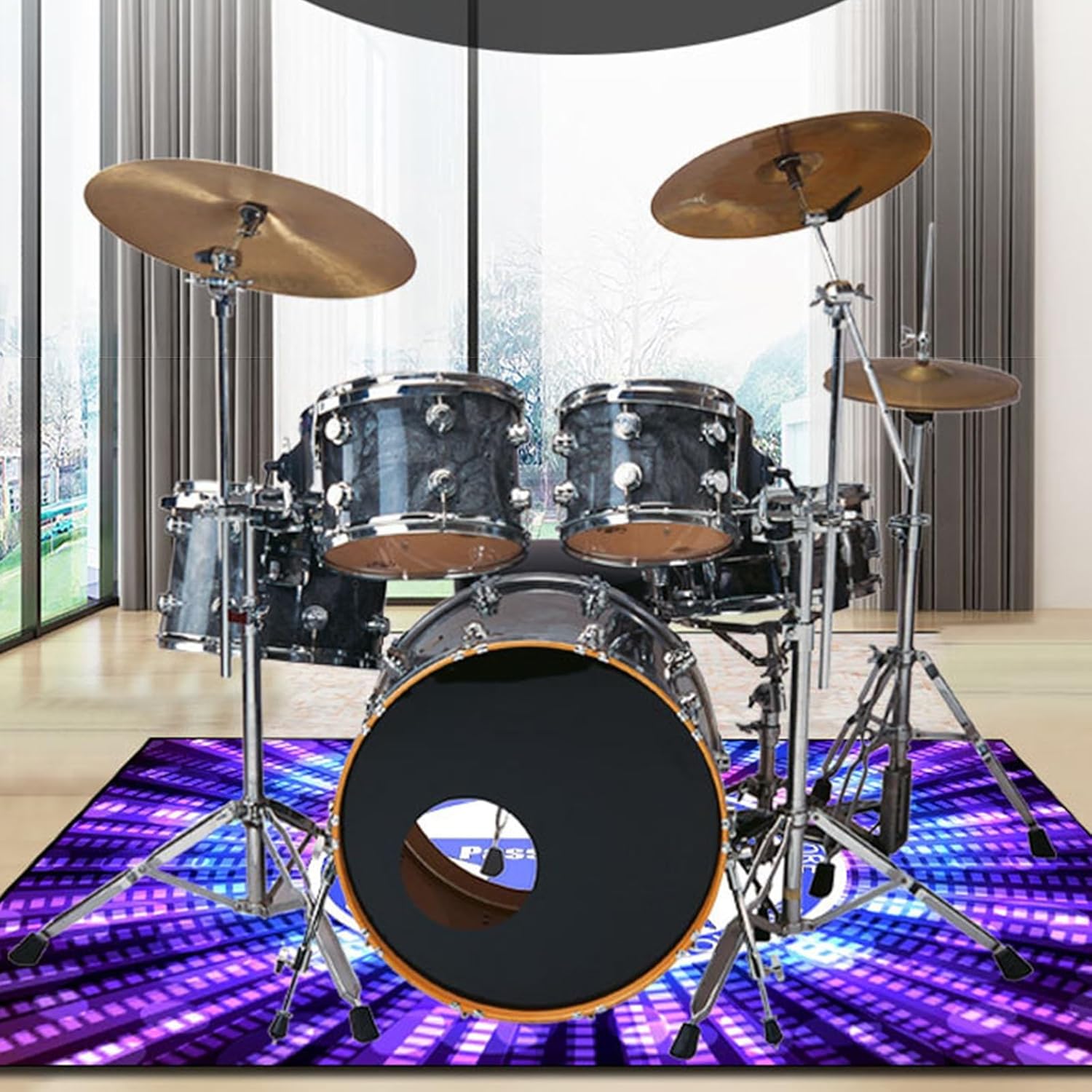 Drum Rug,Non Slip Soundproof Drum Mat, Electrical Drum Carpet Practice Pad,Sound Absorbing Rug for Jazz Bass Drum Set, Piano, Indoor Drum Accessories for Drummers(E1,140 * 180cm)