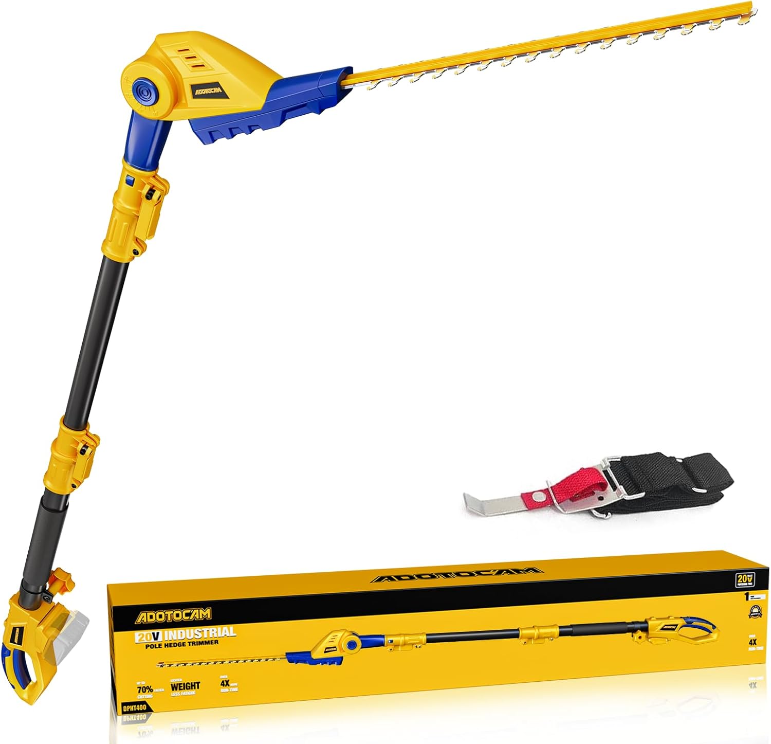 Cordless Pole Hedge Trimmer for Dewalt 20V Max Battery,16'' Dual Action Blades,8-Feet Reach,Electric Hedge Trimmer with Extension Pole,Bare Tool Only