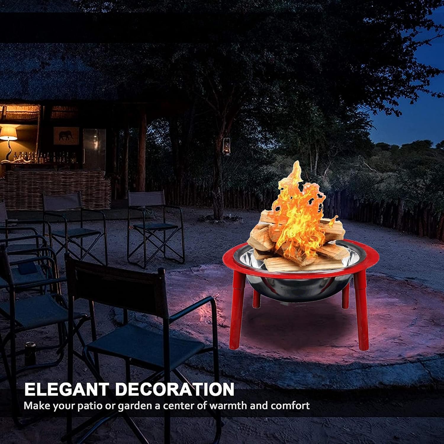 Portable Outdoor Fire Pit Bowl, Wood Burning Firepit, Heating Basin, BBQ Grill Brazier, for Backyard,Garden,Patio, Bonfire