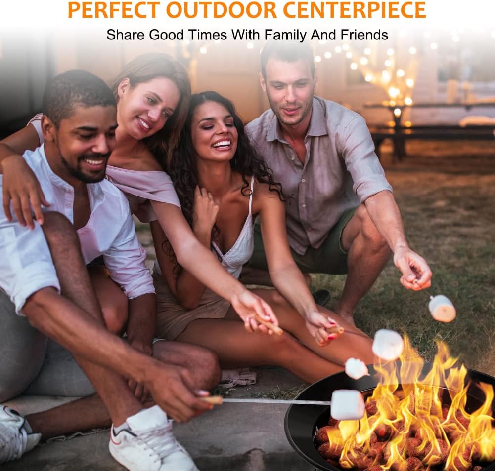 Portable Propane Fire Pit, Camplux Outdoor Gas Fire Bowl for RV Camping Backyard Party, FP19MB 19 Inch Diameter, Black