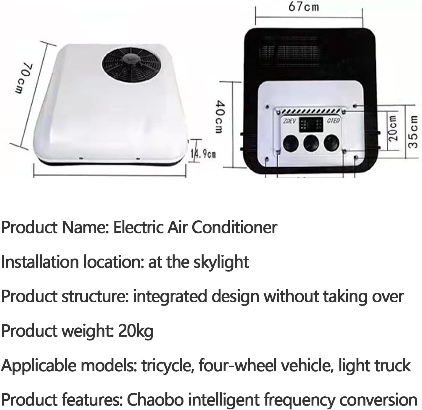 RV Air Conditioner Heat and Cool A/C Unit, Dc 12V Air Conditioner Electric Rooftop Rv Air Conditioner, Electric Rv Truck Camper Van Air Conditioner, Scroll Comp（White-24V）