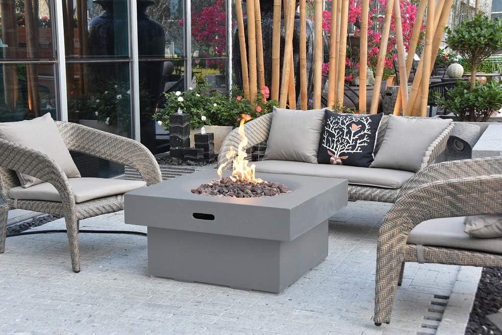 Modeno Fire Pit Fire Table Outdoor Furniture Light Grey Color Branford Fire Table Brand-Natural Gas