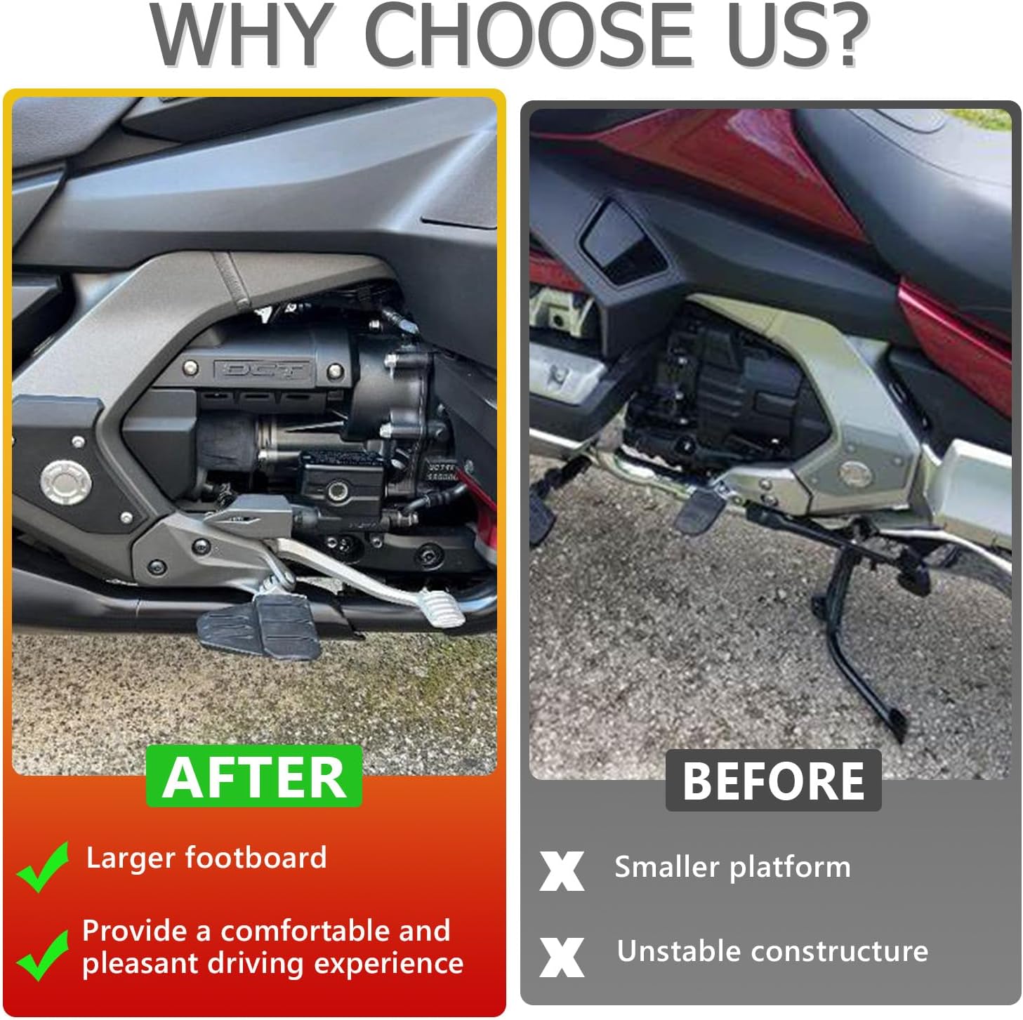 Front Footpeg Footboard for Goldwing Gl 1800, Rider Wide Footrest Highway Foot Peg Pedal Replacement for Honda GoldWing GL1800 Tour DCT 2018-2024 Motorcycle Accessories