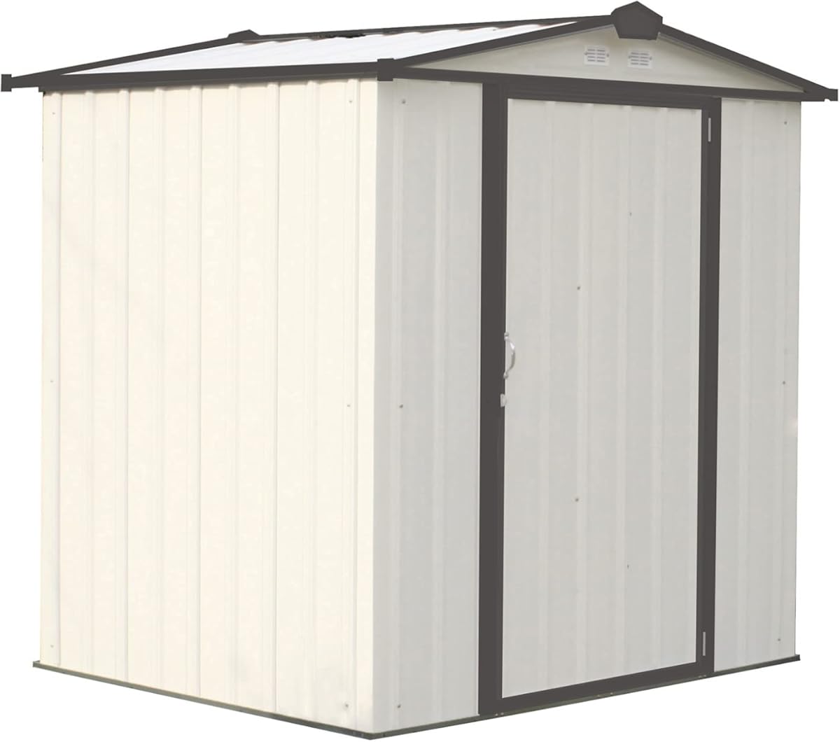 ARROW 6' x 5' EZEE Galvanized Steel Low Gable Shed Cream with Charcoal, Storage Shed with Peak Style Roof