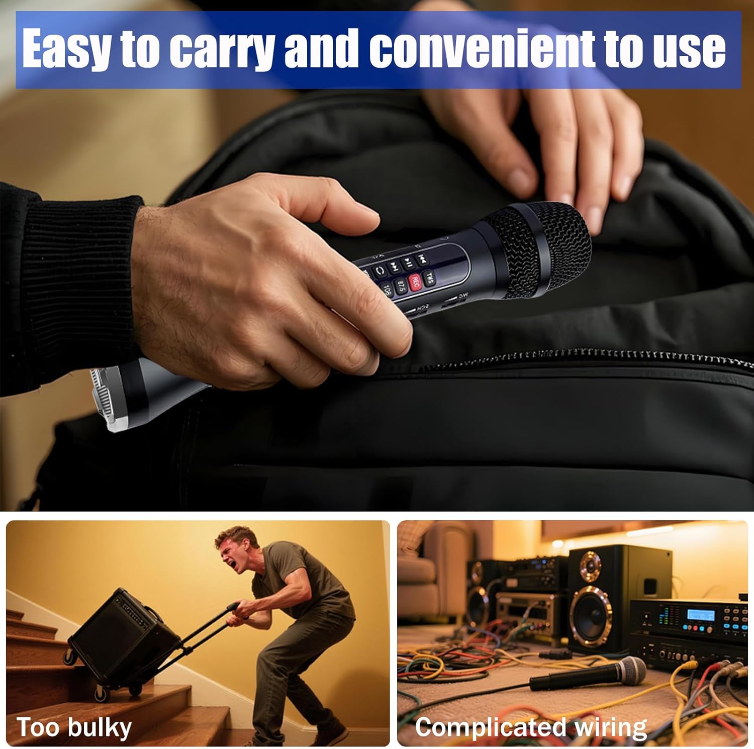 Karaoke Microphone Wireless Bluetooth,Handheld Voice Amplifier,Portable Mic with Speaker 30W High Power DSP Chip Smart Noise Reduction for Car/Indoor/Outdoor Speaking Teaching Singing