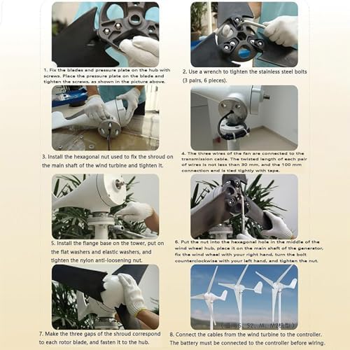 13000W Wind Turbine Generator Kit - 12V/24V/48V Home Windmill System, High-Efficiency Alternative Energy Solution, Ideal for Off-Grid Power Generation, Compact Design.