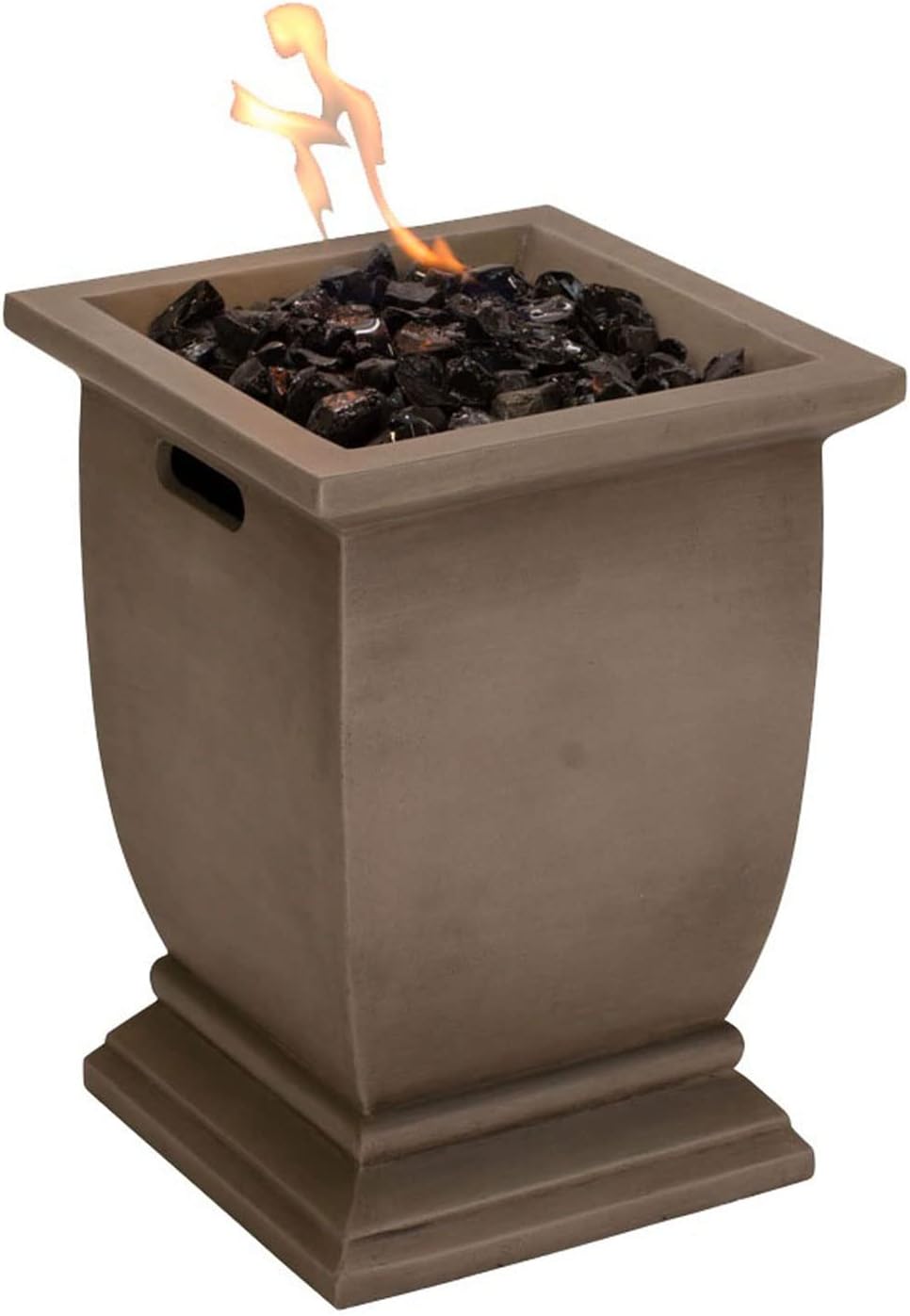 Endless Summer 15 Inch 10,000 BTU LP Gas Outdoor Concrete Style Fire Column Patio Heater with Integrated Ignition and Black Fire Glass, Brown