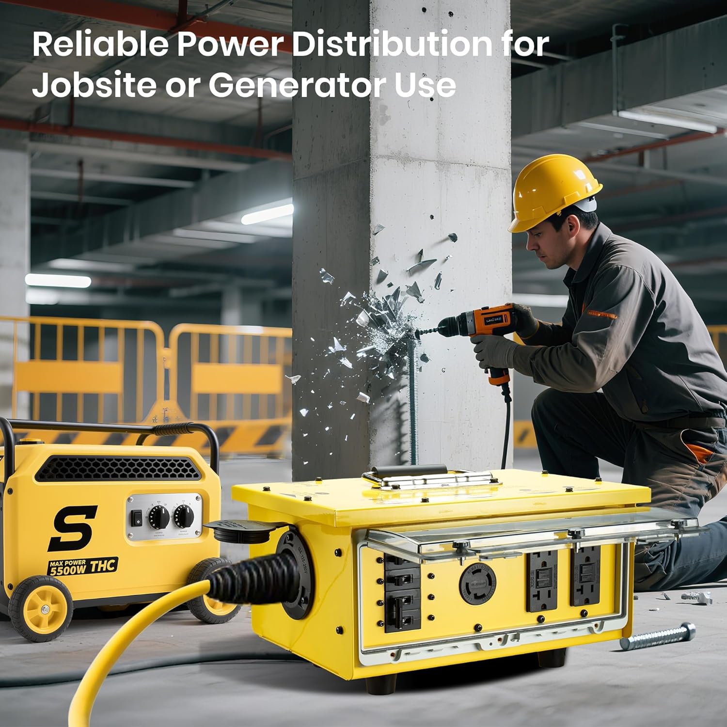 Heavy-Duty 50 Amp Power Distribution Box – 125/250V, SS2-50P Inlet, IP67 Waterproof, (8) 20A GFCI 5-20R Receptacles & (2) 30A Locking Outlets for Jobsite, Generator, RV, Outdoor Use