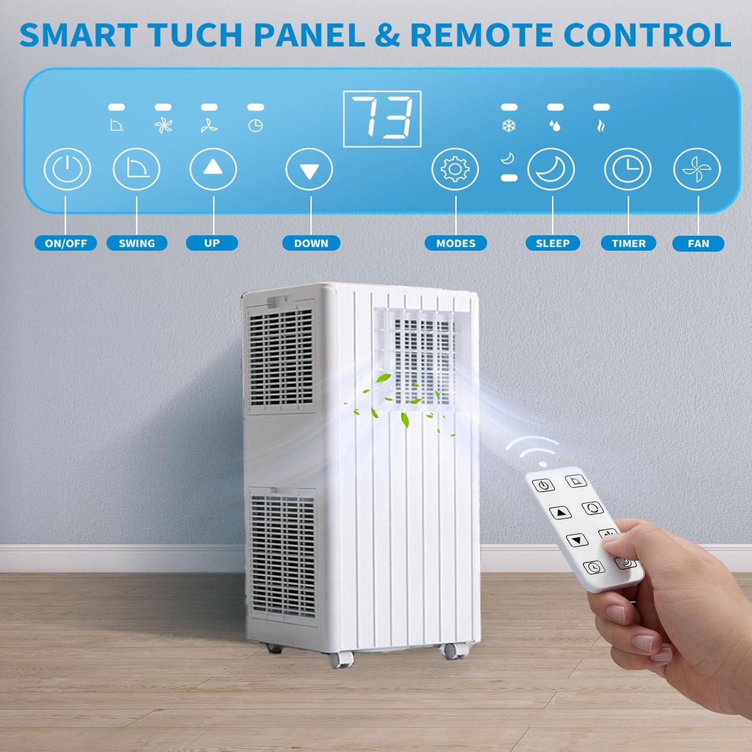 Portable Air Conditioners, 8000 BTU Portable AC, Cools up to 350 Sq. Ft 3-in-1 Mobile AC for Room with Dehumidifier Fan Sleep Mode, 24H Timer, Remote Control, and Window Installation Kit Included