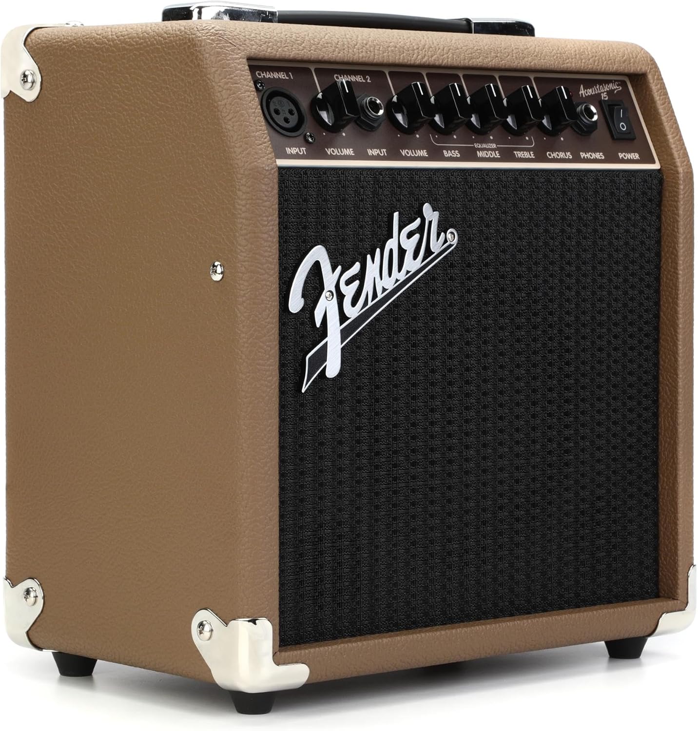 Fender Acoustasonic Guitar Amp for Acoustic Guitar, 15 Watts, with 2-Year Warranty 6 Inch Speaker, Dual Front-Panel inputs, 11.5Hx11.19Wx7.13D Inches, Tan