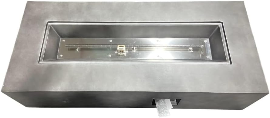 56 Inch Rectangular Propane Fire Pit Table for Outdoor Patio Deck Garden - Modern Dark Gray Concrete Design with 50,000 BTU Burner