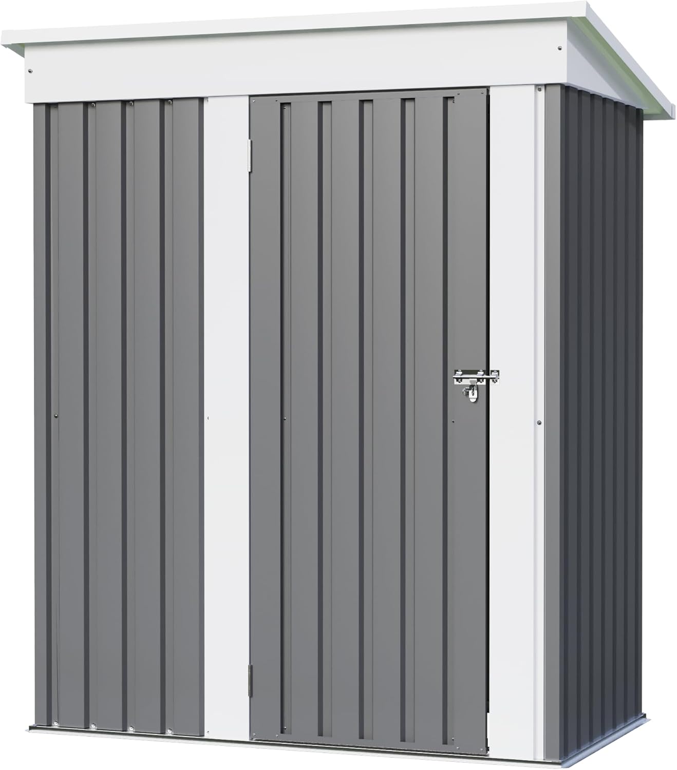 JUMMICO Metal Outdoor Storage Shed 5 x 3 FT Metal Shed with Lockable Door,Waterproof Garden Tool Shed Storage House for Backyard Patio Lawn,Grey