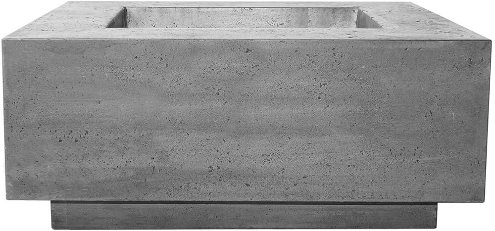 Prism Hardscapes Tavola 42 Concrete Gas Fire Pit (PH-427-4LP), Propane, Pewter, 42x42-Inch