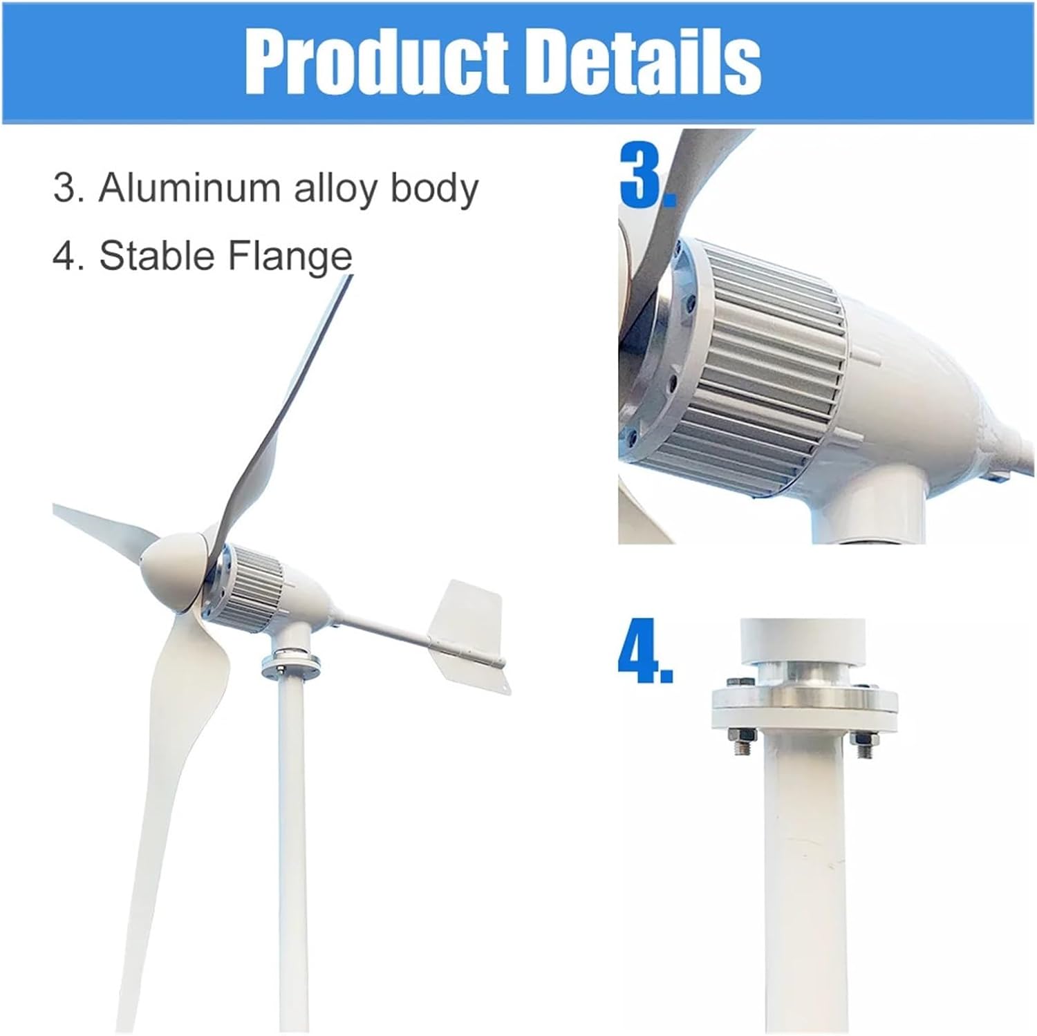 High Power 6KW Horizontal Axis Wind Turbine Generator Magnetic Generator 24V 48V 96V Home Appliance Farm Low Starting Speed for Home(with Hybrid Charger,48V)