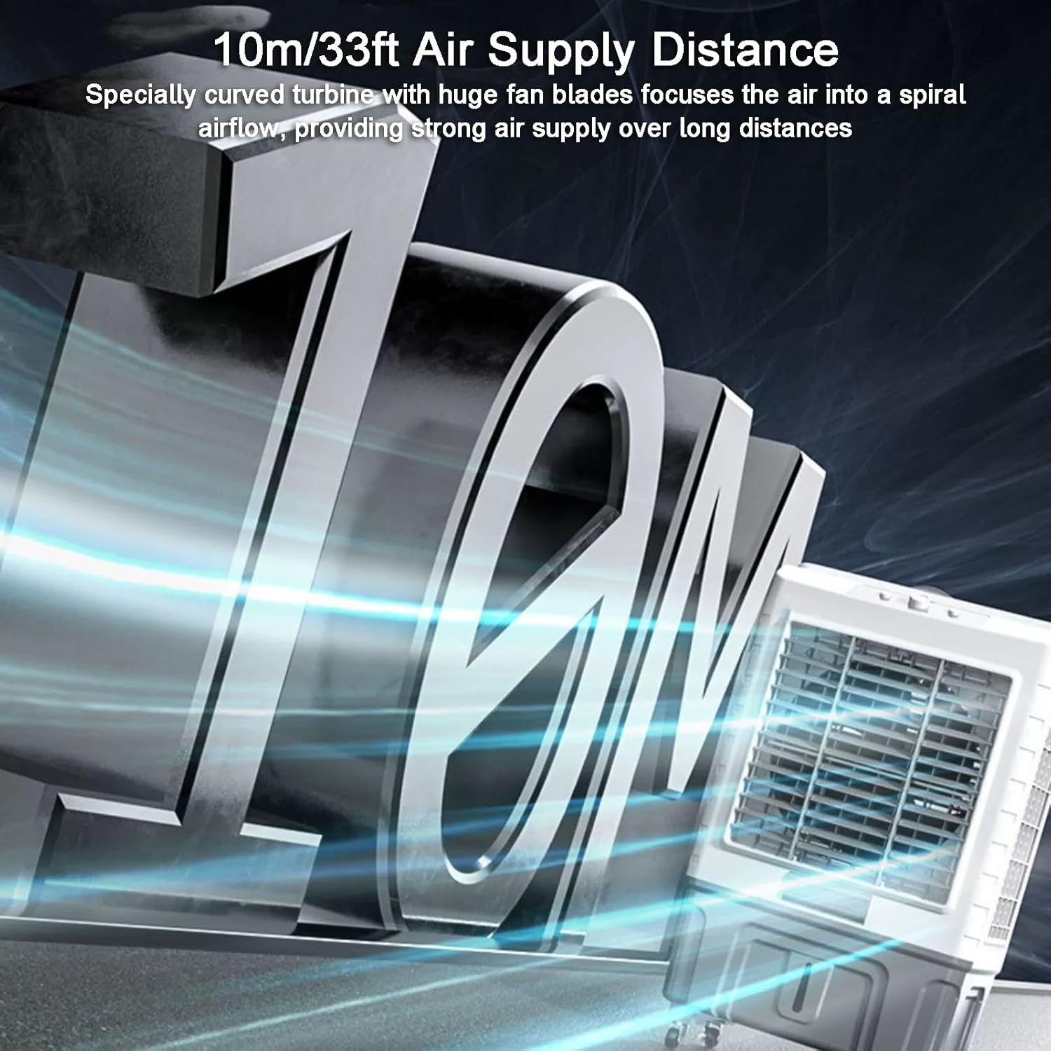 Portable Air Conditioners, Air Cooling Fan, 3 Wind Speeds, 35l/9 gallon Water Tank, 120° Wide-angle Air Supply, Rapid Cooling, for Office, Terrace