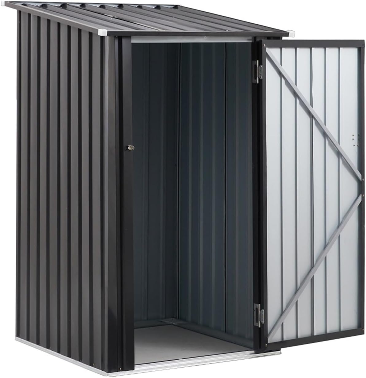 3 x 3 ft Black Steel Garden Shed, Single Lockable Door, Outdoor Storage Shed